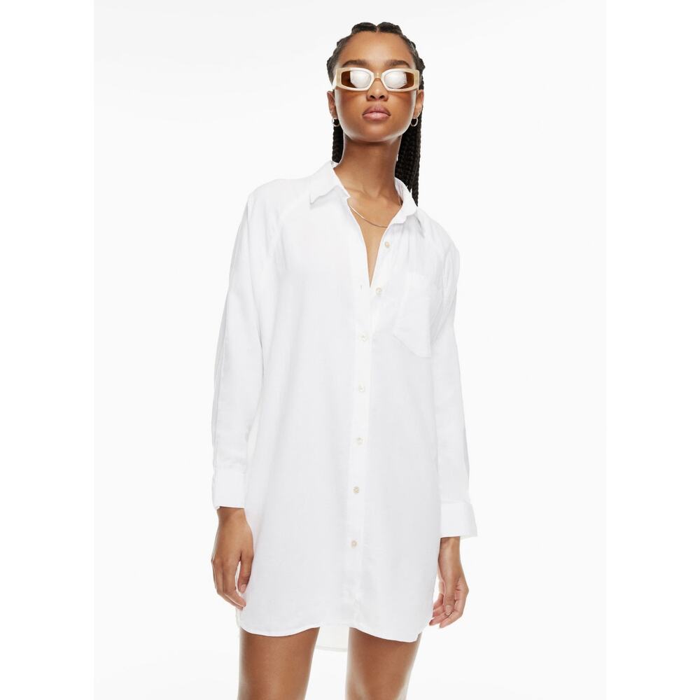 Wilfred Free Aritzia Boyfriend Relaxed Linen Dress White